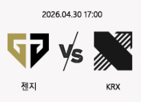 04/30 17:00 경기 LCK 젠지 (-1.5) vs KRX