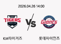 04/26 14:00 경기 KBO #연장포함# KIA타이거즈 vs 롯데자이언츠