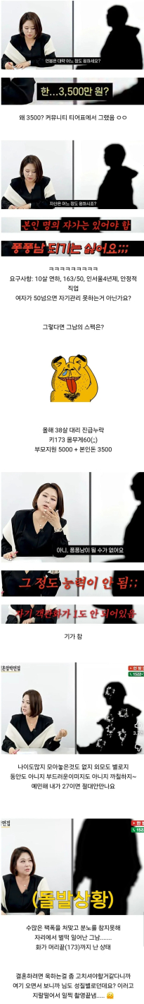 “10살 연하만 찾는다” 남성 출연자 스펙 공개되자 반응