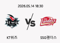 05/14 18:30 경기 KBO #연장포함# KT위즈 (+0.5) vs SSG랜더스
