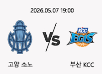 05/07 19:00 경기 KBL 챔피언결정전 #연장포함# 고양소노 (+1.5) vs 부산KCC