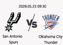 05/23 09:30 경기 NBA PO #연장포함# 샌안토니오 (-1.5) vs 오클라호마시티