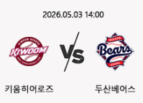 05/03 14:00 경기 KBO #연장포함# 키움히어로즈 (+1.5) vs 두산베어스