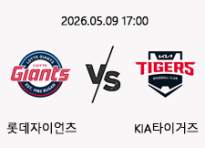 05/09 17:00 경기 KBO #연장포함# 롯데자이언츠 (+1.5) vs KIA타이거즈