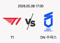 05/08 17:00 경기 LCK T1 (-1.5) vs DN수퍼스