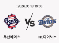 05/19 18:30 경기 KBO #연장포함# 두산베어스 (+0.5) vs NC다이노스