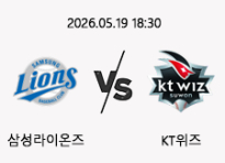 05/19 18:30 경기 KBO #연장포함# 삼성라이온즈 (-0.5) vs KT위즈