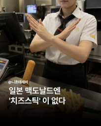 일본 맥날에는 치즈스틱이 없다네요 ㄷㄷㄷ