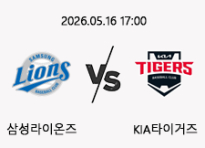 05/16 17:00 경기 KBO #연장포함# 삼성라이온즈 (-1.5) vs KIA타이거즈