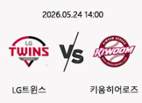 05/24 14:00 경기 KBO #연장포함# LG트윈스 (-1.5) vs 키움히어로즈