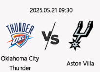 05/21 09:30 경기 NBA PO #연장포함# 오클라호마시티 (-7.5) vs 샌안토니오