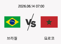 06/14 07:00 경기 FIFA 북중미 월드컵 브라질 (-0.5) vs 모로코