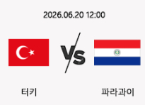 06/20 12:00 경기 FIFA 북중미 월드컵 터키 (-0.5) vs 파라과이