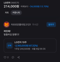 현재 난리난 LG전자 주가 폭락 커뮤반응들