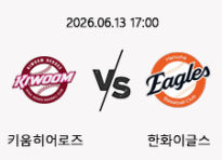 06/13 17:00 경기 KBO #연장포함# 키움히어로즈 (+0.5) vs 한화이글스