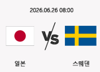 06/26 08:00 경기 FIFA 북중미 월드컵 일본 (-0.5) vs 스웨덴