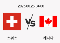 06/25 04:00 경기 FIFA 북중미 월드컵 스위스 (-0.5) vs 캐나다
