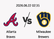 06/22 02:35 경기 MLB #연장포함# 애틀랜타 vs 밀워키