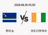 06/26 05:00 경기 FIFA 북중미 월드컵 퀴라소 (+2.5) vs 코트디부아르