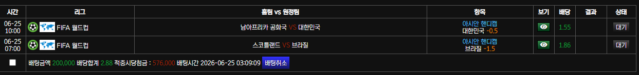 오늘의 월드컵 답안지
