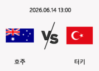 06/14 13:00 경기 FIFA 북중미 월드컵 호주 (+0.5) vs 터키
