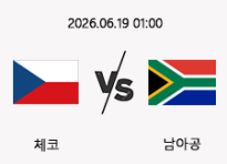 06/19 01:00 경기 FIFA 북중미 월드컵 체코 (-0.5) vs 남아공