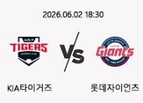 06/02 18:30 경기 KBO #연장포함# KIA타이거즈 (-1.5) vs 롯데자이언츠