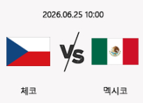 06/25 10:00 경기 FIFA 북중미 월드컵 체코 (+0.5) vs 멕시코