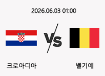 06/03 01:00 경기 A매치 크로아티아 (-0.5) vs 벨기에