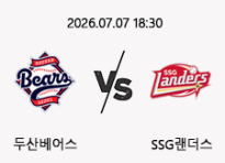 07/07 18:30 경기 KBO #연장포함# 두산베어스 (-1.5) vs SSG랜더스