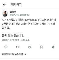 기아 타이거즈 라인업