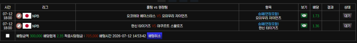일야 베팅완