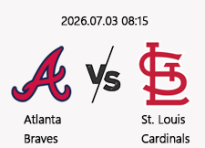 07/03 08:15 경기 MLB #연장포함# 애틀랜타 vs 세인트루이스