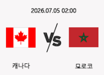 07/05 02:00 경기 FIFA 북중미 월드컵 캐나다 (+0.5) vs 모로코