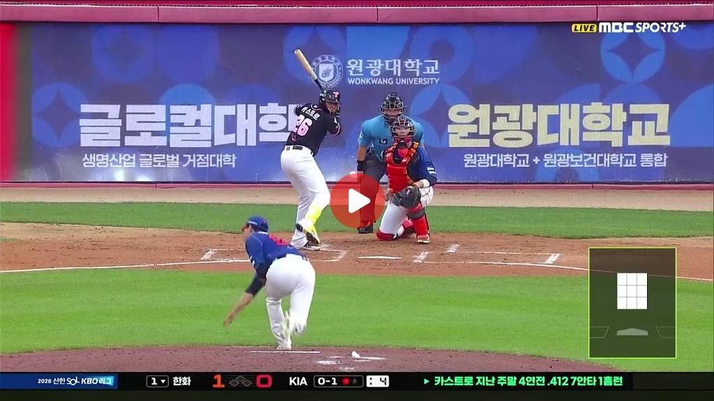 기아 카스트로의 동점 솔로홈런ㄷ 시즌 8호