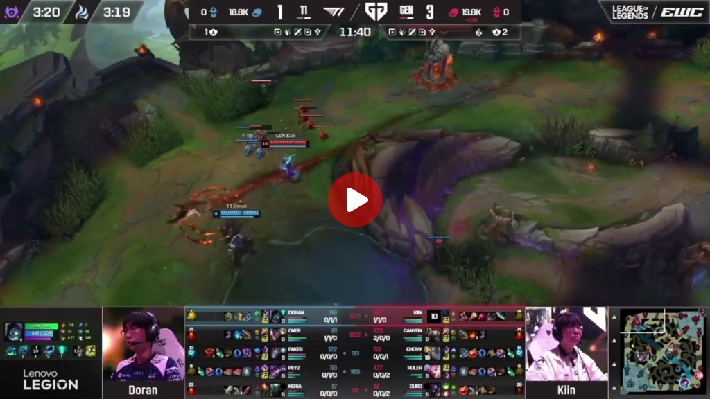 도란 잡고 시작한 젠지 그러나 T1이 만회합니다